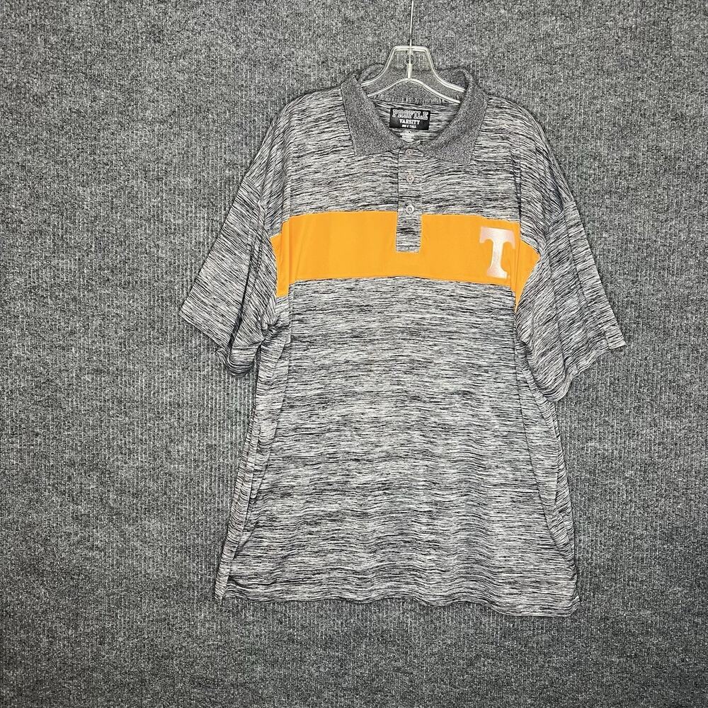 Profile Varsity Mens Polo Shirt Size 2XL Tall Gray University Of Tennessee